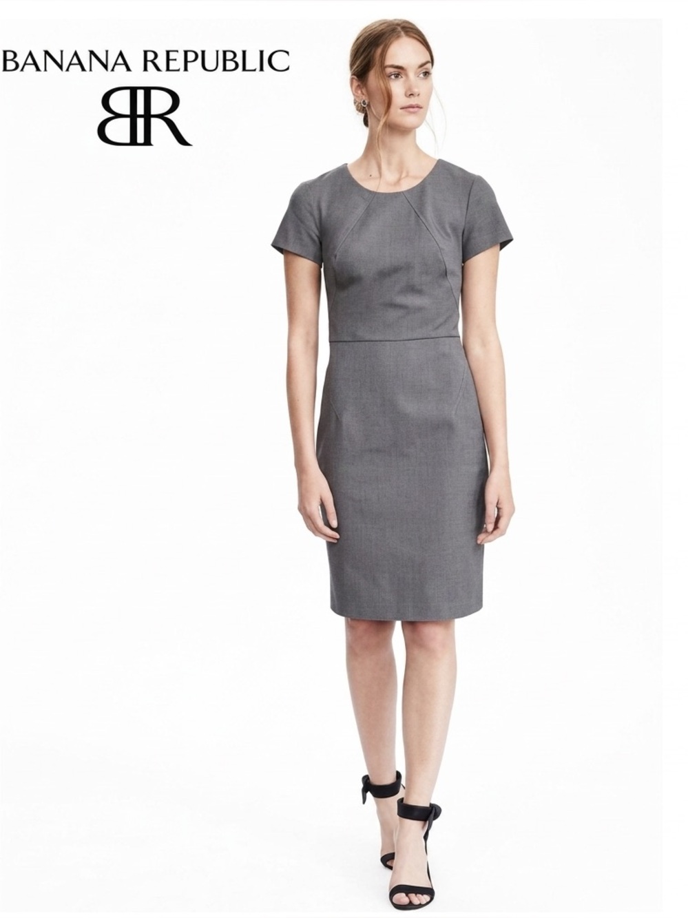 🩵 Banana Republic Career Gray Bistretch Sheath Pencil Dress
